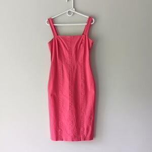 Banana Republic Bodycon Dress Tank Strap Square Neckline Cotton Pink Size 8